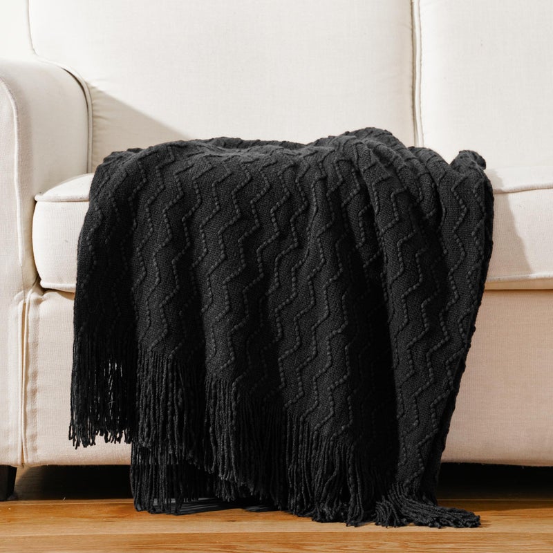 BATTILO HOME Rust Throw Blanket for Couch, 50" x 60", Acrylic Knit Woven Summer Blanket, Lightweight Decorative Soft Nap Throw with Tassel for Chair Bed Sofa Travel Picnic, Suitable for All Seasons - Image 3